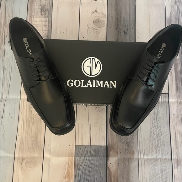 NIB Golaiman Men’s Lace Up Square Toe Oxford Dress Shoes Black Size 10 - Picture 3 of 7